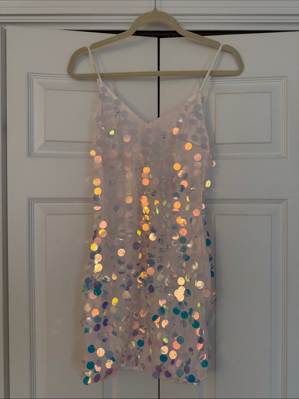 Lulus size xs Iridescent Sequin Slip Dress - Pale Pink